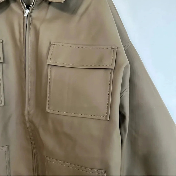 Good American Faux Leather Chore Zipper Front Collared Jacket Size 4, XL NWT - Picture 13 of 14